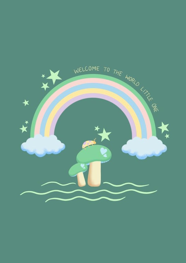 New Baby Magical Rainbow Card created by Miss Mulberry Pie Illustration