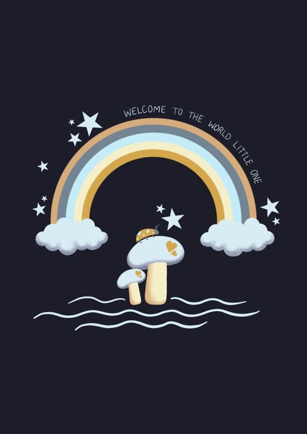 New Baby Rainbow Magical Card created by Miss Mulberry Pie Illustration