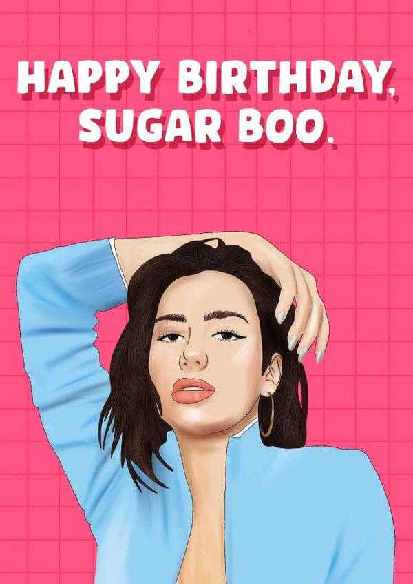 Sugar Boo Dua Lipa Birthday card created by Pink + Pip