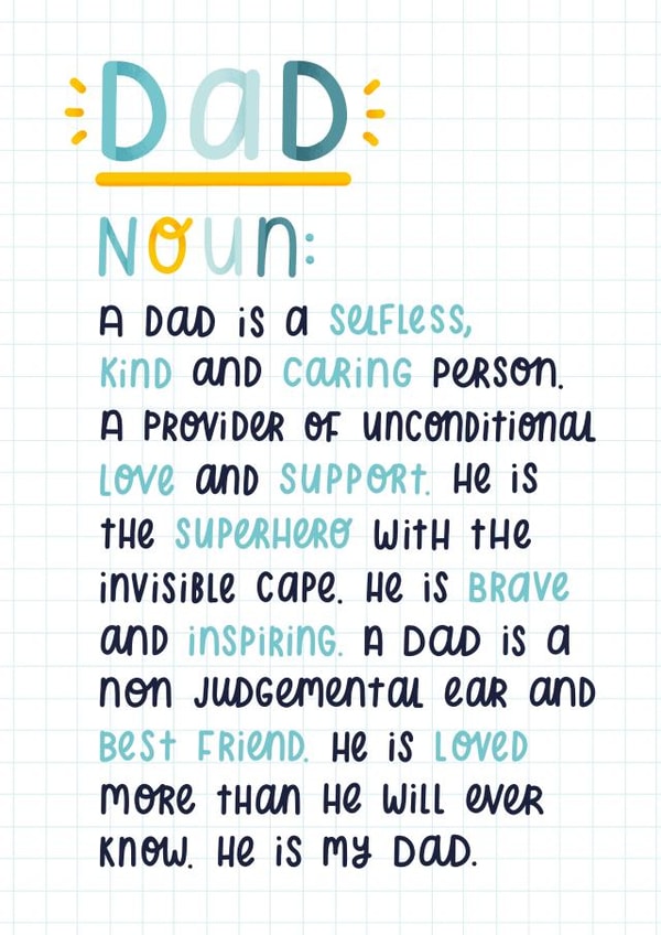 Dad definition fathers day card created by Joanne Hawker