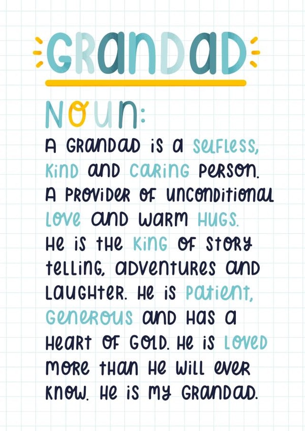 Grandad Definition card created by Joanne Hawker