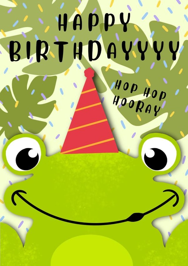 Party frog birthday card created by Paper Wishes Co