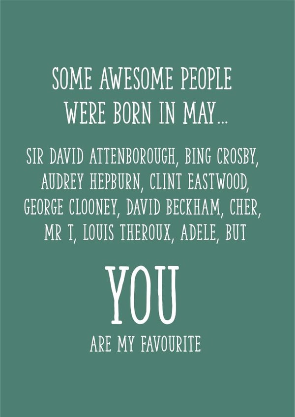 Awesome people were born in May Birthday card 1001 created by Yay Days