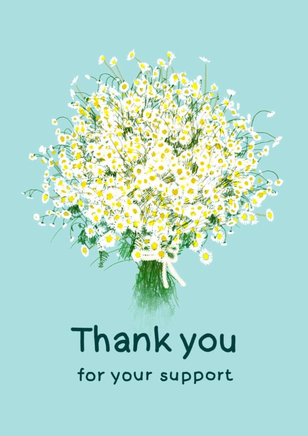 Classic Daisy Bouquet Thank You Card for clients and acquaintances. created by JeJu Studio