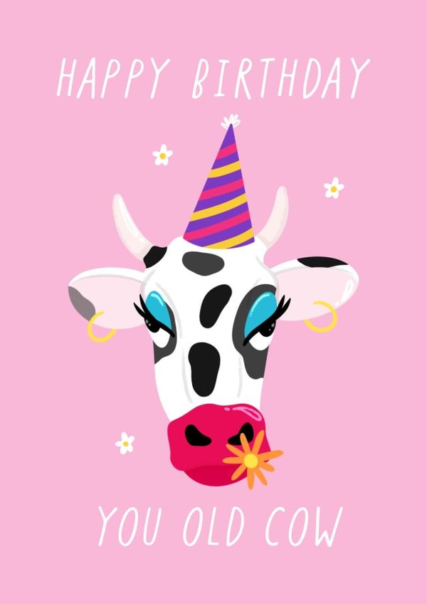 Old Cow Birthday Card created by Daisy M Illustration