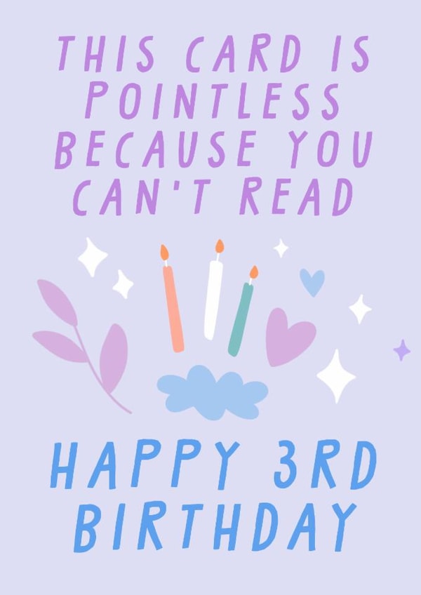 Funny 3rd Birthday Card - Pointless - For Kids created by URGHH Card Co.