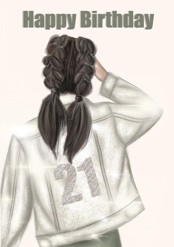 Trendy 21st Birthday Girl Card created by EL ILLUSTRATES