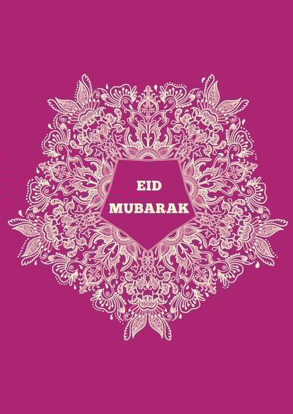 Eid Mubarak pink card created by HennaHunar