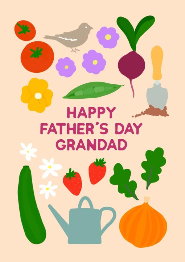 Cute Gardening Fathers Day Card - Grandad - Vegetables - Happy Father's Day Grandad created by Elaine Miles