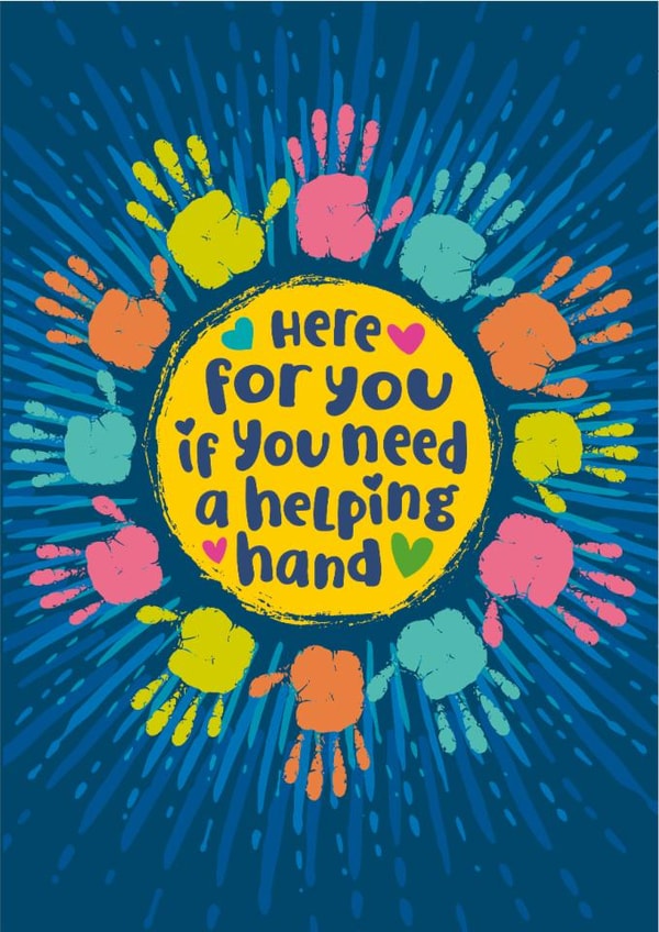 Helping hand friendship, support or sympathy card created by The Typecast Gallery