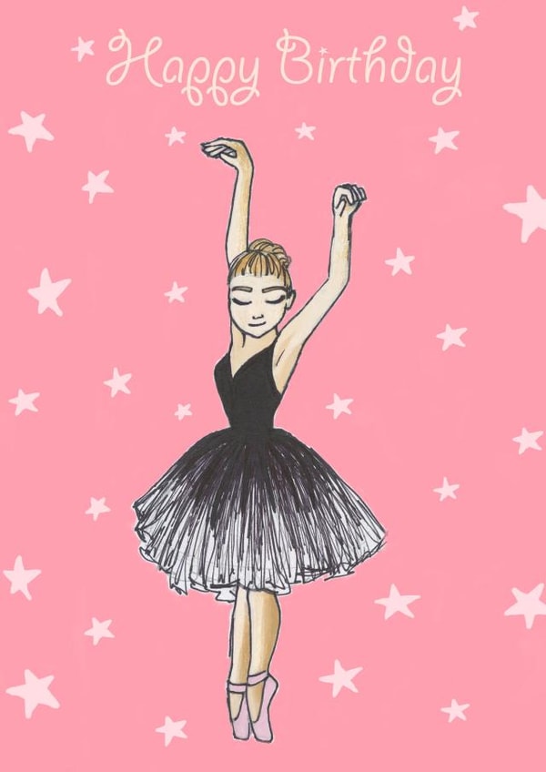 Pink Ballerina Birthday Card created by angelic artworks