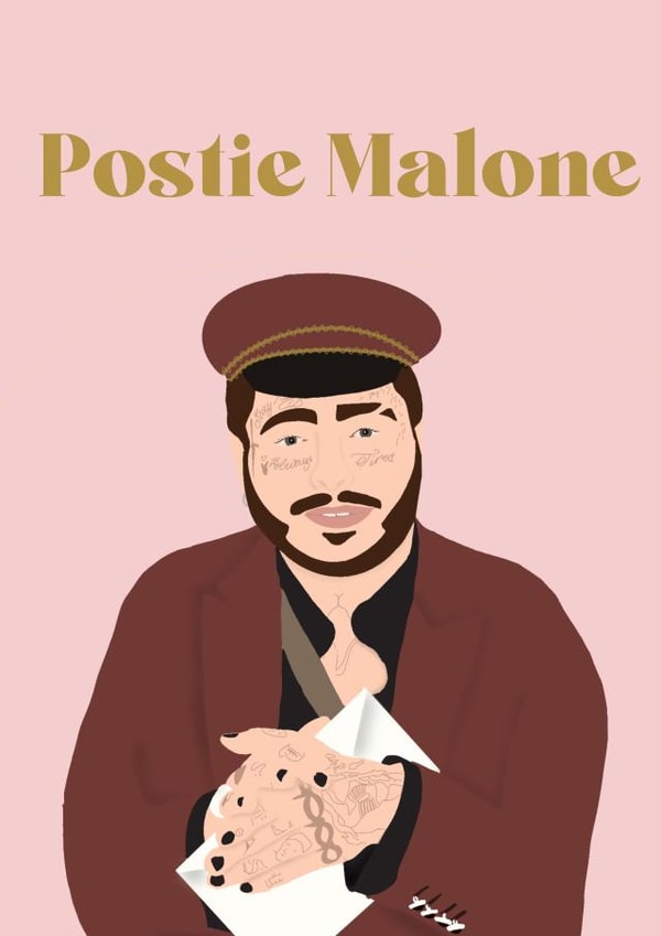 Funny Post Malone Pun Card created by HipArtDesigns