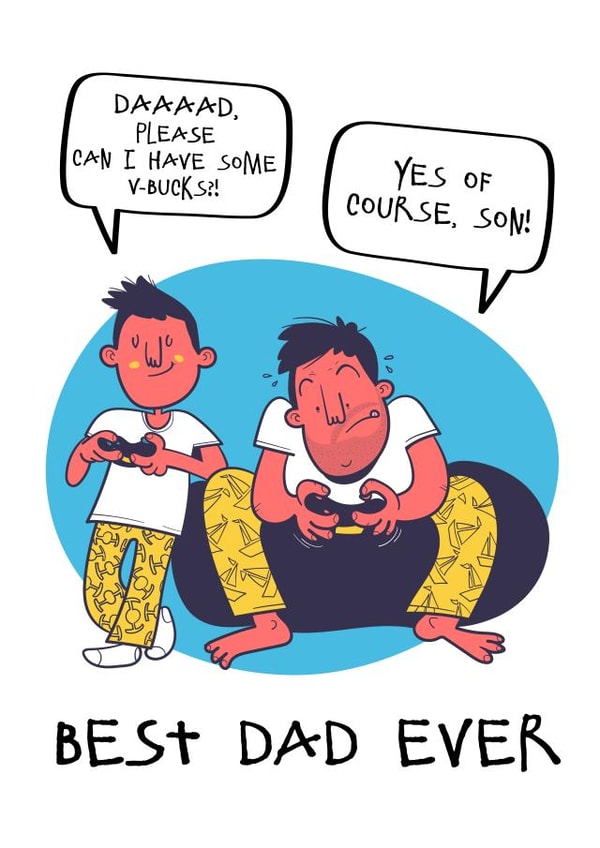 Best Dad Ever Gaming V-Bucks Fathers Day Card created by Kate Coates Design Studio