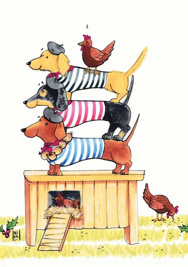 Three French Dachshunds  created by Nick Budd