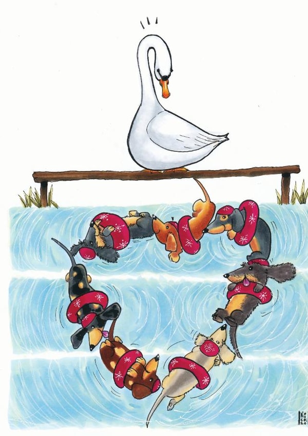 Swimming Dachshunds  created by Nick Budd