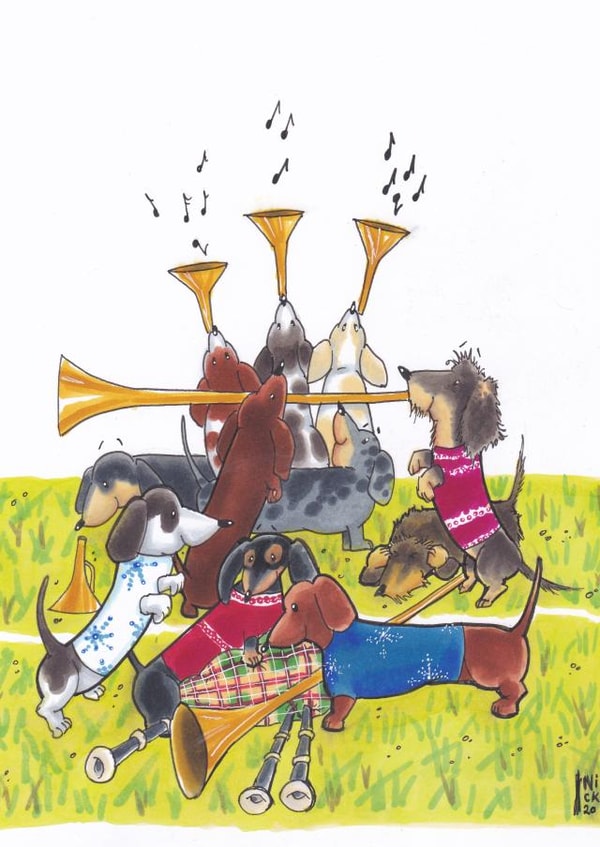 Musical Dachshunds card created by Nick Budd