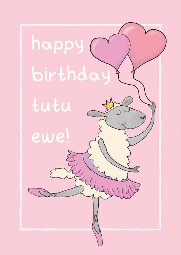 Happy Birthday Tutu Ewe Kids Card created by Anj Art