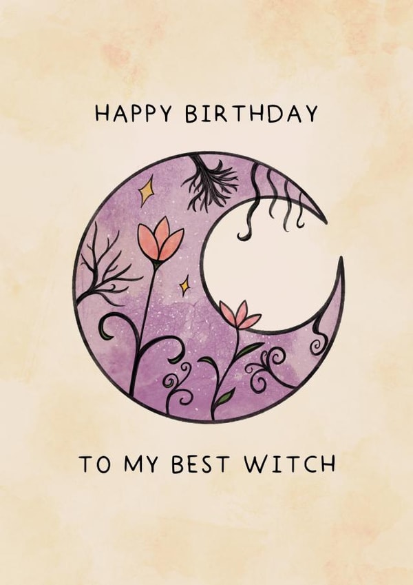 Best Witch Moon Birthday Card created by Emily Underworld