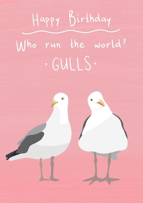 Beyoncé inspired seagull birthday card created by Sarah Stephenson
