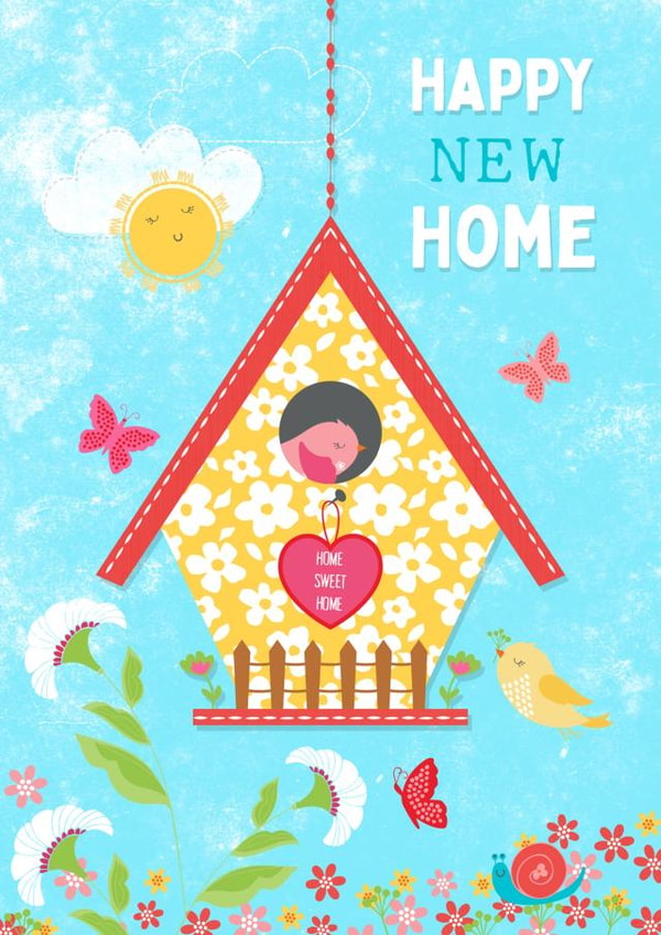 Cute Birdhouse New Home Card - Birds - Happy New Home created by Gill Eggleston