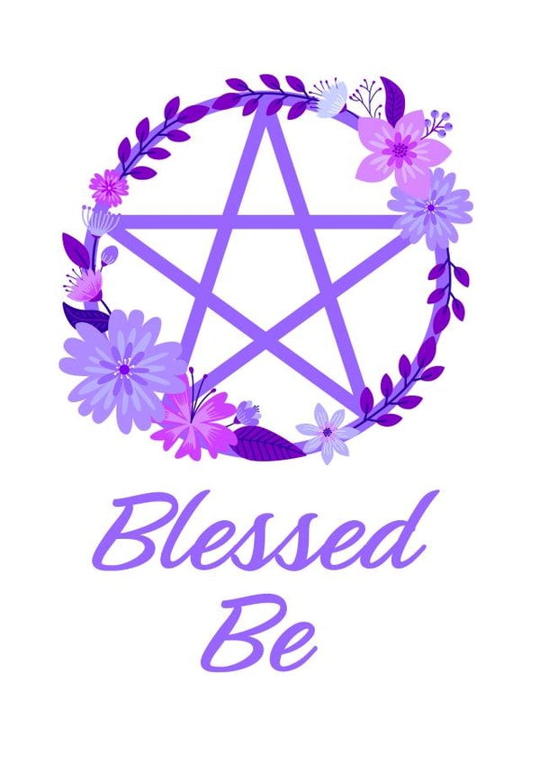 Pretty Purple Pentacle Thinking of you Blessed Be created by Cheeky Witch®