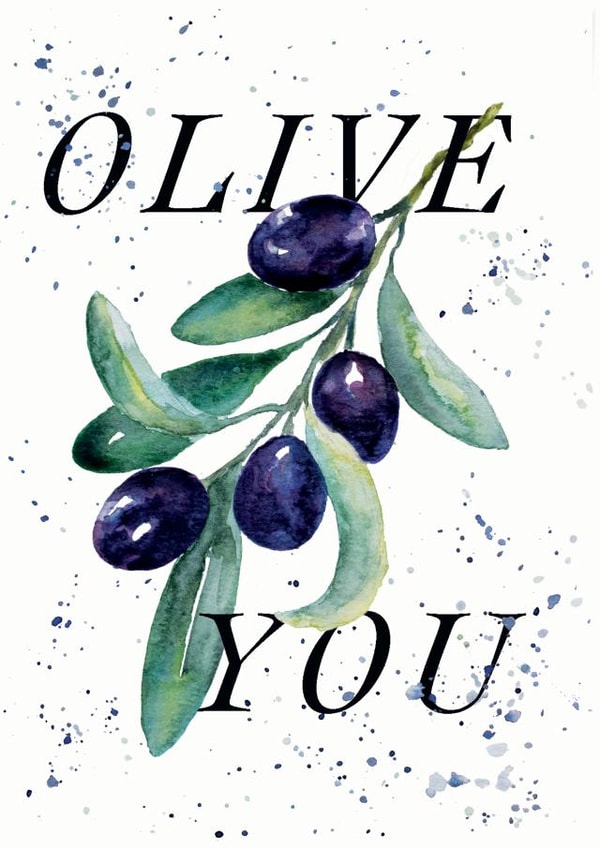 "Olive You" love card created by studio frewb