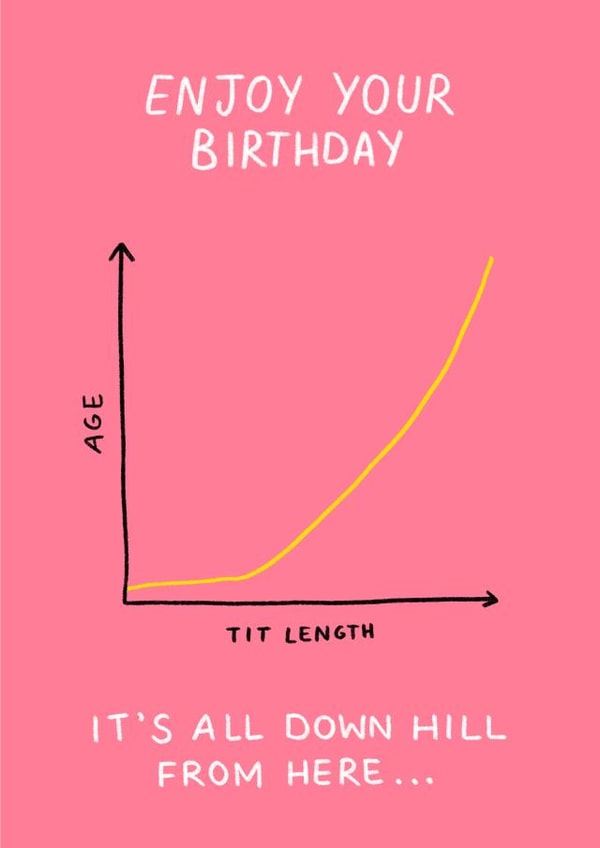 'It's all down hill from here' Birthday Card created by Minnie Joy