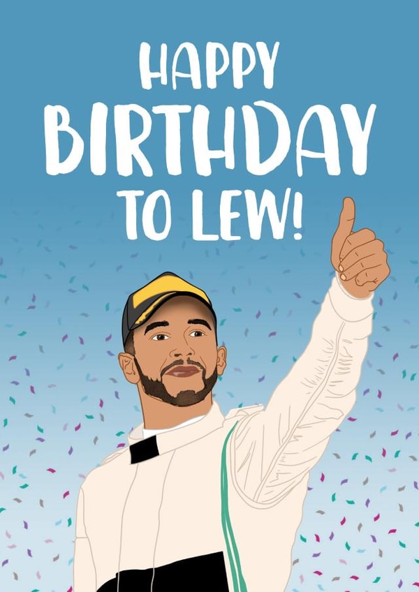 Lewis Hamilton Formula 1 Birthday Card created by The Cake Thief