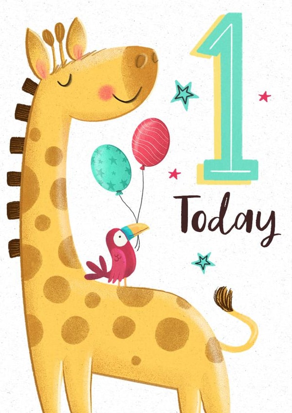 Birthday - Age - 1st Birthday - For Kids - Cute - Giraffe - 1 created by Dalia Clark Design