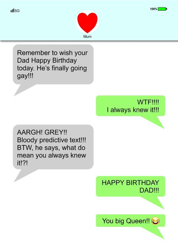 Happy birthday Dad in a funny text created by adam press