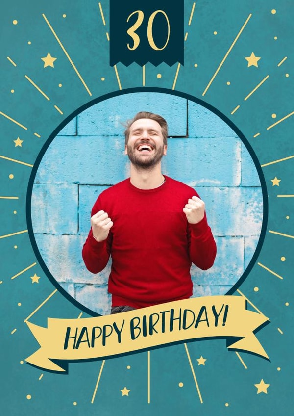 Personalised Photo 30th Birthday card created by Evie Garnett Designs