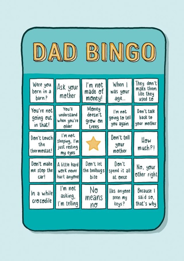 Dad Bingo Father's Day Card created by Poppet and Moose