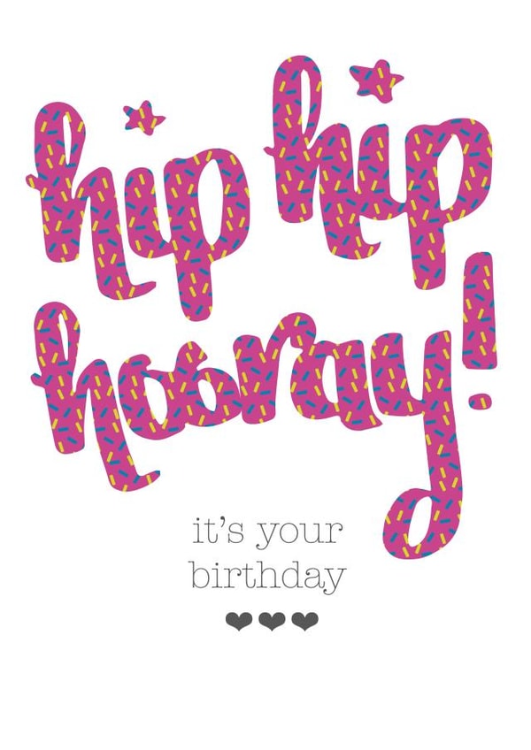 Hip Hip Hooray pink sprinkles card created by Hot Fresh Bright by Millie Attwater