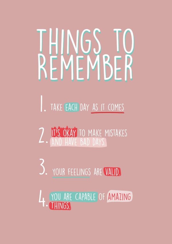 Things to remember mental health card created by PaperJack Illustrates
