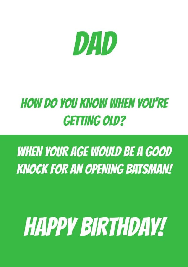 Happy Birthday Dad Cricket card created by SayItWithSport
