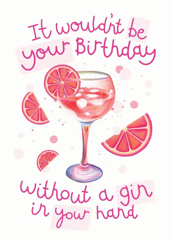 Pink gin birthday card created by Hot Dog greetings