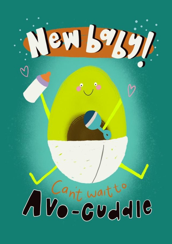New baby avocado congratulations card created by Lucy and Lolly