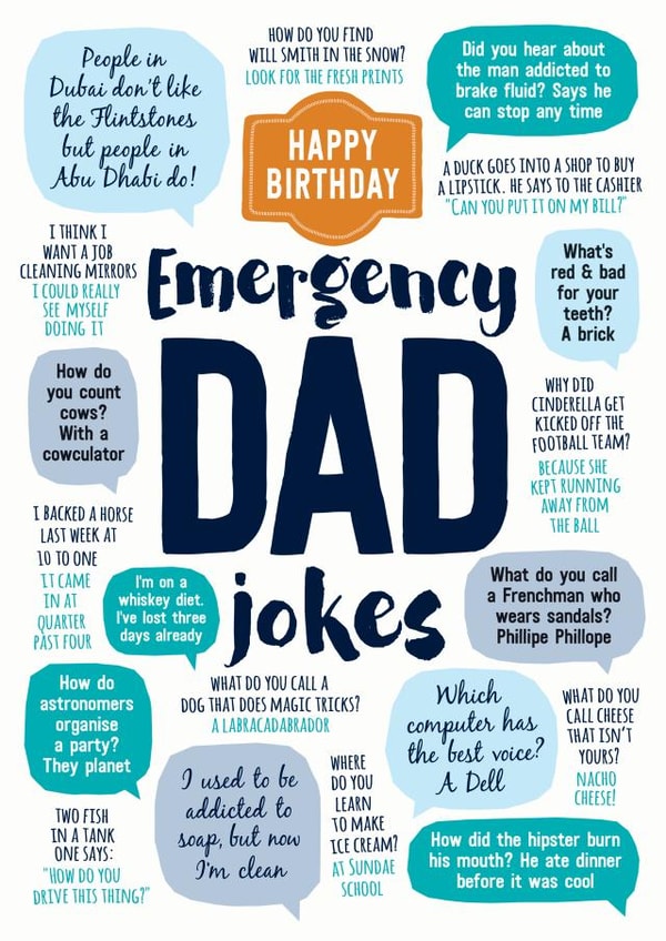 Emergency Dad Jokes Birthday Card - From The Kids created by Paper Plane