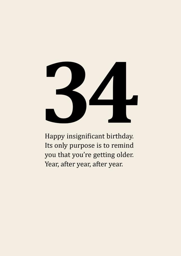 Insignificant 34th Birthday Card created by Sassy Sarah