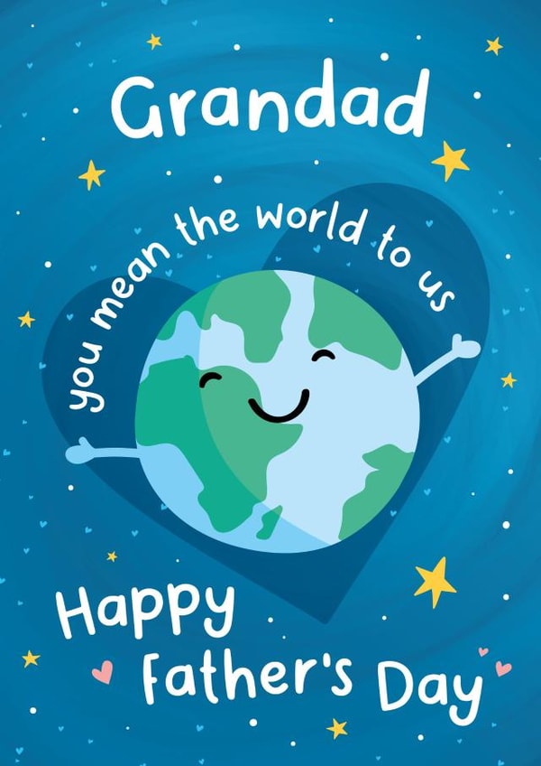 Cute Fathers Day Card - Grandad - World - Grandad You mean The World To Us created by Macie Dot Doodles