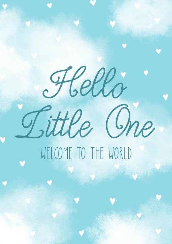 Love heart cloudy new baby card created by Paper Wishes Co