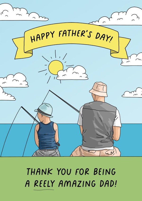 Dad and Son Fishing Father's Day card created by Evie Garnett Designs