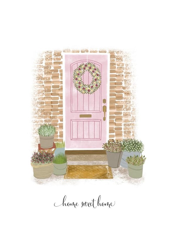 Traditional New Home Card - Pink Front Door - Home Sweet Home created by Melissa James