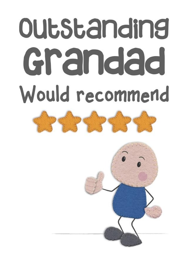 5 Star Rating Father's Day Card - Grandad - Outstanding Grandad Would Recommend created by Presents Felt