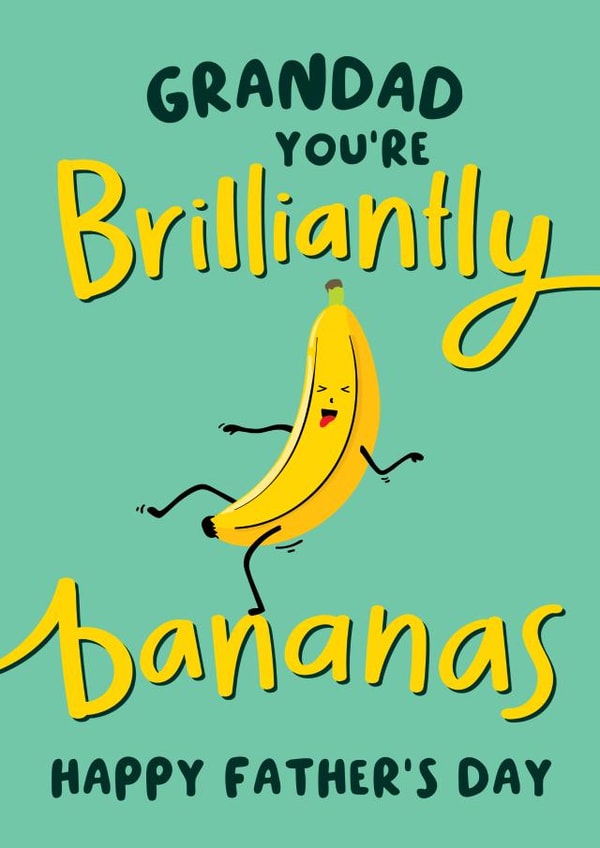 Fun Banana Fathers Day Card - Grandad - Grandad You're Brilliantly Bananas created by Macie Dot Doodles
