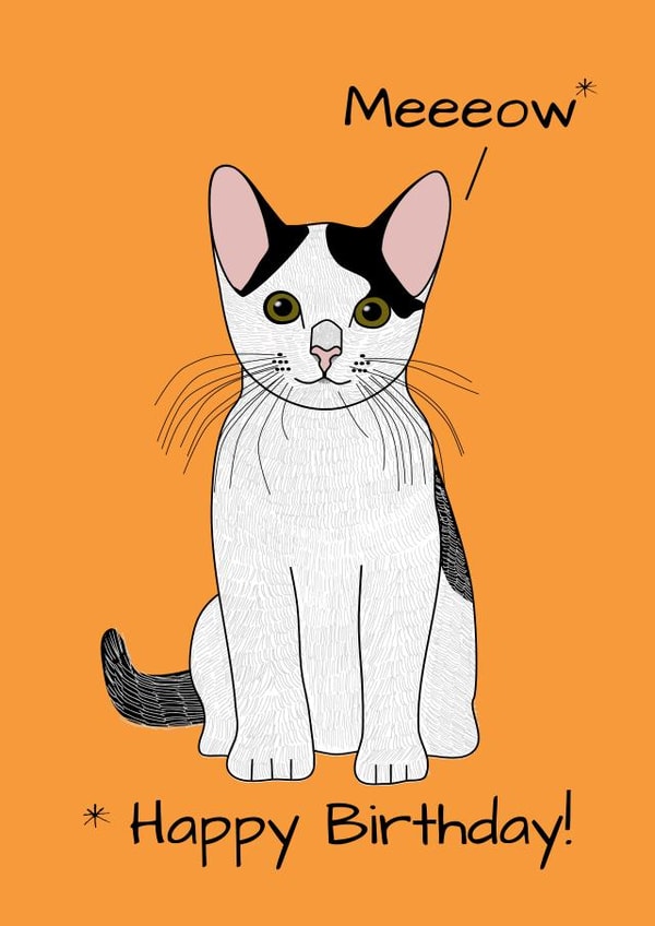 Black and white cat birthday card created by DainaCrafts