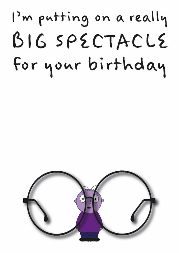 Big birthday spectacle card created by Rachel Hsiroc Design