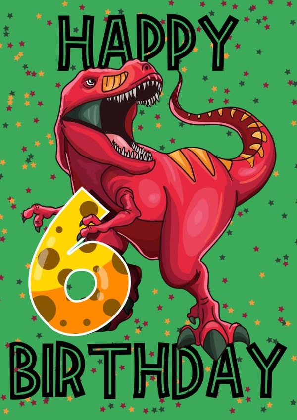 6th Birthday T-Rex Dino Card created by Love Gifts