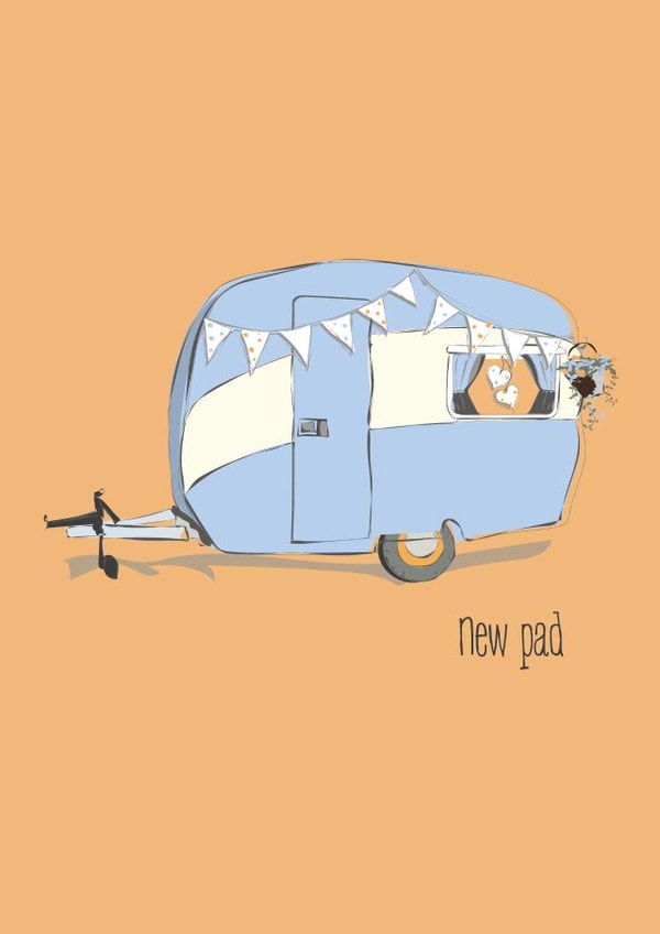 Funny New Home Card - Retro Caravan - New Pad created by Doodle Keg