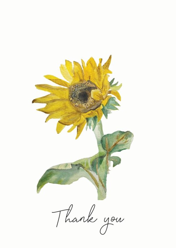 Sunflower thank you card created by Katie May Designs